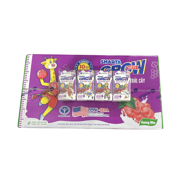 Sữa dinh dưỡng trái cây Nutricare Smarta Grow hương nho 110ml (lốc 4 hộp) mẫu cải tiến Opti