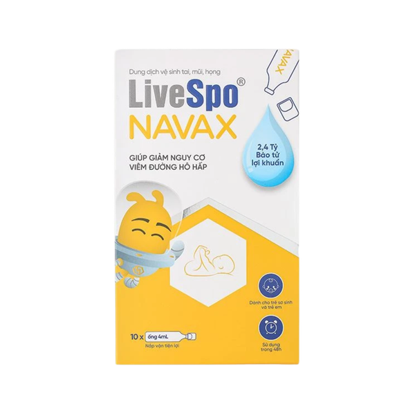 Dung dịch vệ sinh tai mũi họng LiveSpo Navax 4ml giảm nguy cơ viêm đường hô hấp (10 ống)