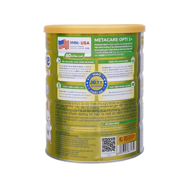 Sữa bột Nutricare Metacare Opti 850g 1+ (phát triển toàn diện, tiêu hóa khỏe)
