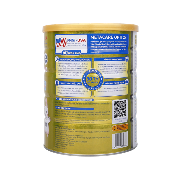 Sữa bột Nutricare Metacare Opti 850g 2+ (phát triển toàn diện, tiêu hóa khỏe)