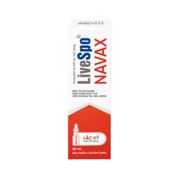 Dung dịch vệ sinh tai mũi họng LiveSpo Navax 5 tỷ bào tử lợi khuẩn (bình nhựa 20ml)