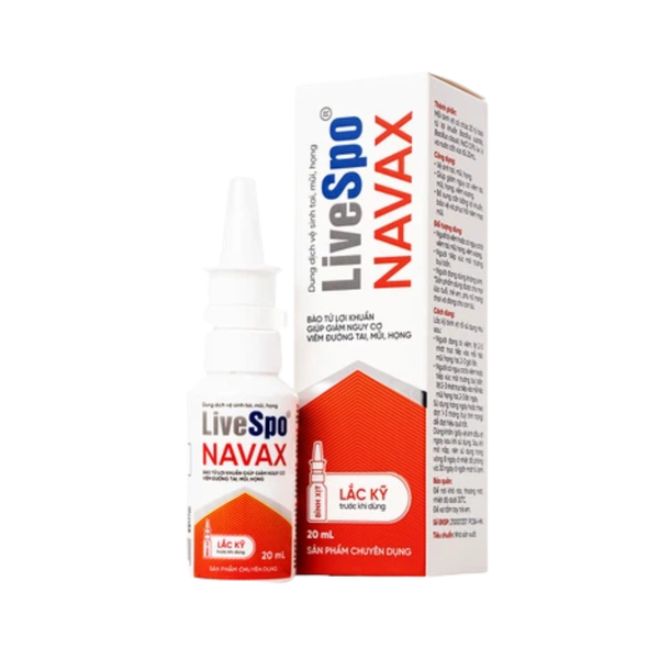 Dung dịch vệ sinh tai mũi họng LiveSpo Navax 5 tỷ bào tử lợi khuẩn (bình nhựa 20ml)