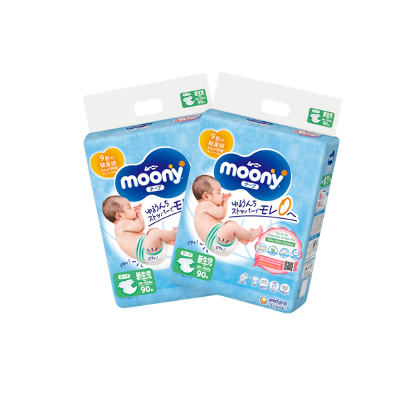 Combo 2 gói Tã Moony Xanh Dán NB-90 (< 5 kg)