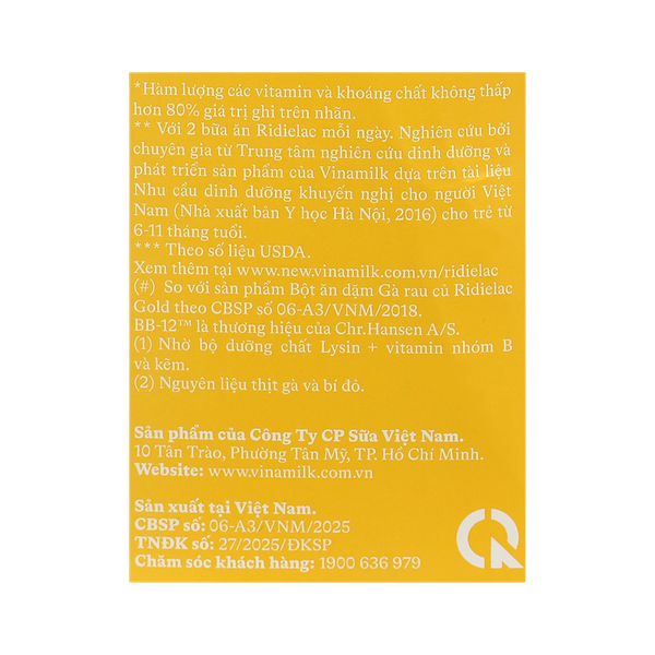 Bột ăn dặm Ridielac Gold gà bí đỏ 200g (7 - 24 tháng)