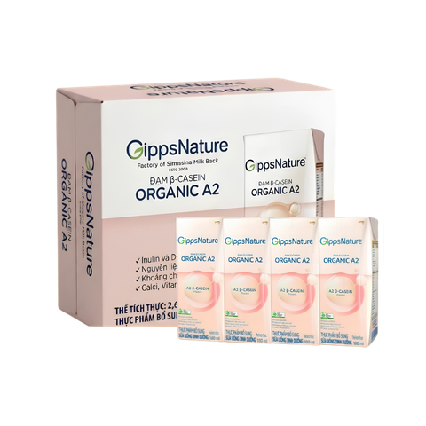 Sữa BPS Nutifood GippsNature Organic A2 180ml (lốc 4 hộp, thùng 6 lốc)