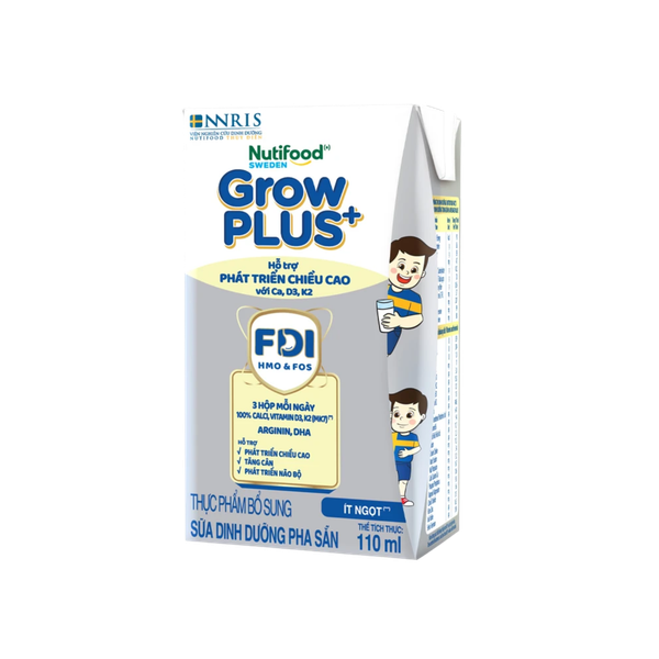 Sữa BPS Nutifood GrowPLUS+ bạc 110ml hỗ trợ tăng chiều cao (lốc 4 hộp, thùng 6 lốc)