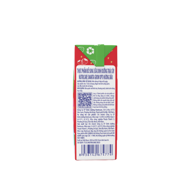 THÙNG 48 hộp Sữa dinh dưỡng trái cây Nutricare Smarta Grow hương dâu 110ml (mẫu cải tiến Opti)