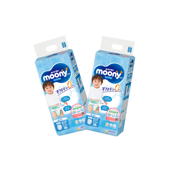 Combo 2 gói Tã Moony Xanh Quần XL-38 (12 - 22 kg)