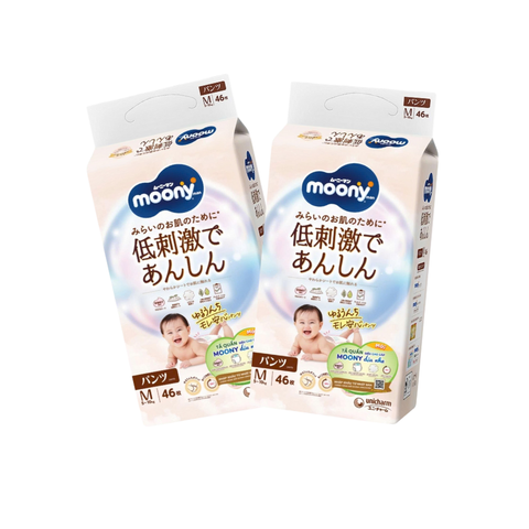 Combo 2 gói Tã Moony Natural Quần M-46 (5 - 10 kg, mẫu mới)