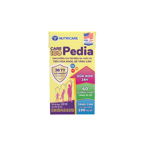 Sữa bột pha sẵn Nutricare Care 100 Pedia 110ml (lốc 4 hộp)