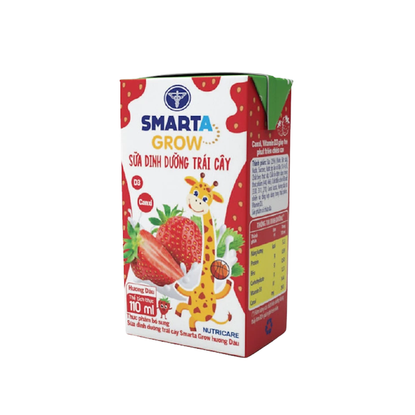 Sữa dinh dưỡng trái cây Nutricare Smarta Grow hương dâu 110ml (lốc 4 hộp)