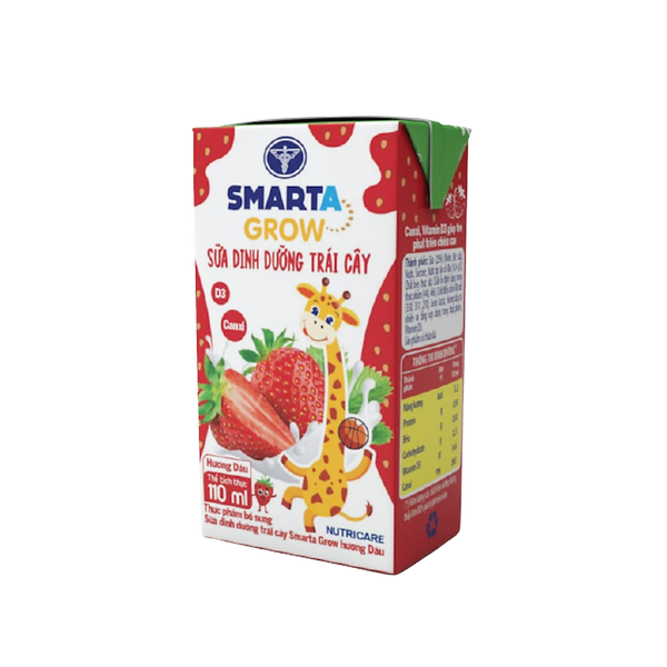 THÙNG Sữa dinh dưỡng trái cây Nutricare Smarta Grow hương dâu 110ml (12 lốc)