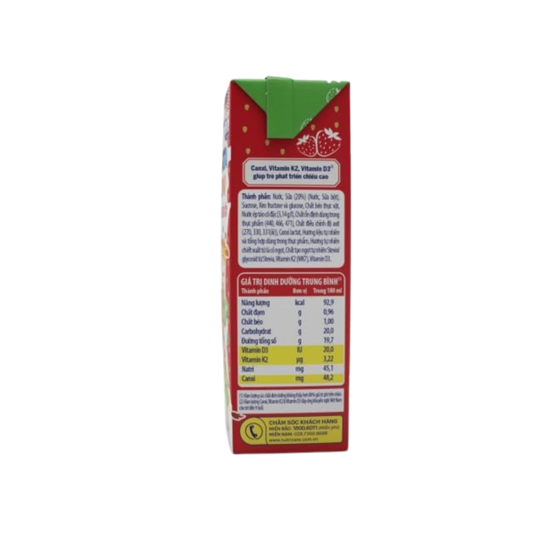 Sữa dinh dưỡng trái cây Nutricare Smarta Grow hương dâu 180ml (lốc 4 hộp)