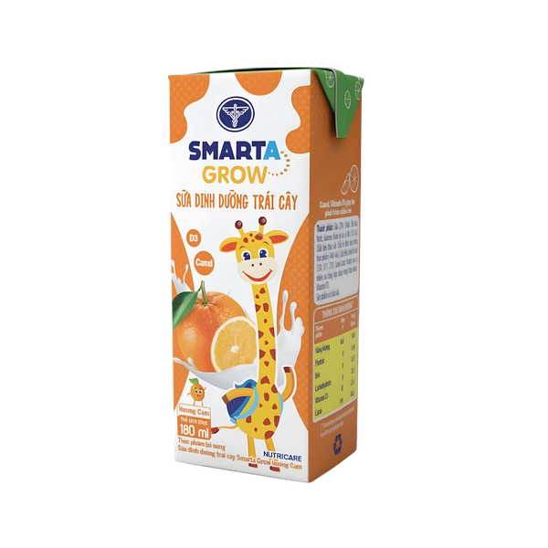 THÙNG Sữa dinh dưỡng trái cây Nutricare Smarta Grow hương cam 180ml (12 lốc)