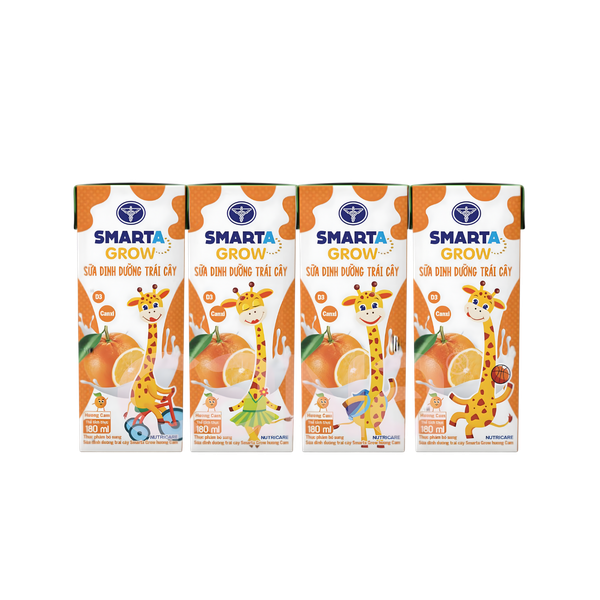 THÙNG Sữa dinh dưỡng trái cây Nutricare Smarta Grow hương cam 180ml (12 lốc)