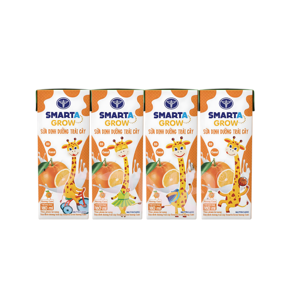 Sữa dinh dưỡng trái cây Nutricare Smarta Grow hương cam 180ml (lốc 4 hộp)