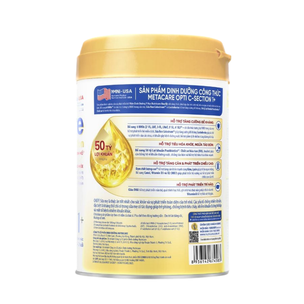 Sữa bột Nutricare Metacare Opti C - Section 1+ 800g (dinh dưỡng dành cho trẻ sinh mổ)