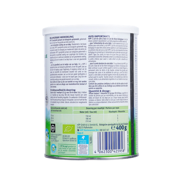 Sữa dê HiPP Organic số 2 400g (6-12 tháng tuổi)