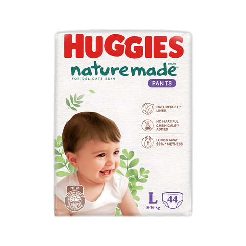 Tã quần siêu cao cấp Huggies Natmade L-44 (9-14 kg)