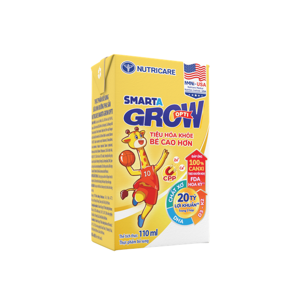 Sữa bột pha sẵn Nutricare Smart Grow 110ml (lốc 4 hộp) mẫu cải tiến Opti