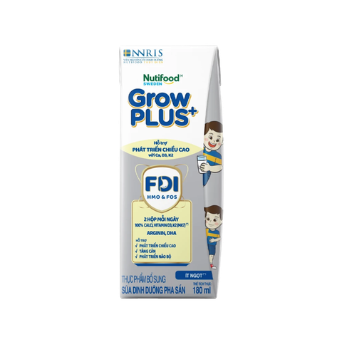 Sữa BPS Nutifood GrowPLUS+ bạc 180ml hỗ trợ tăng chiều cao (lốc 4 hộp, thùng 6 lốc)