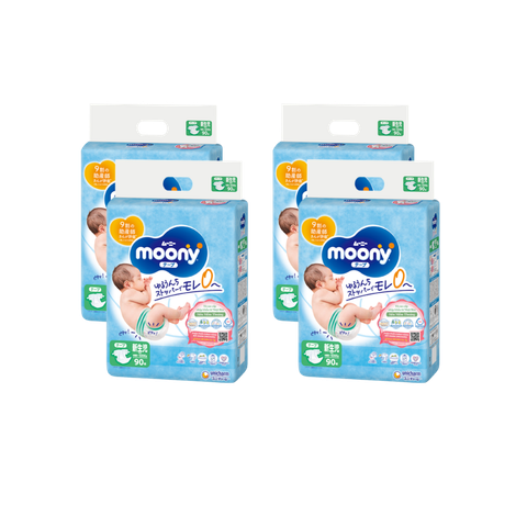 Combo 4 gói Tã Moony Xanh Dán NB-90 (< 5 kg)