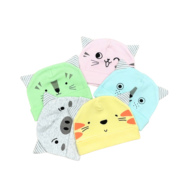 Nón baby màu in tai phối Fany (set 5, bán lẻ cái)