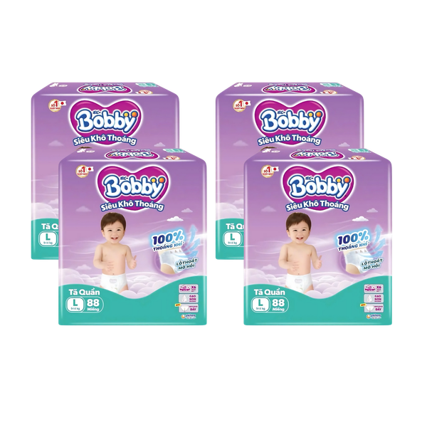 Combo 4 gói Tã quần Bobby Ultra+ L-88 (9 - 13 kg)