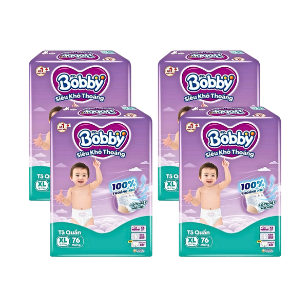 Combo 4 gói Tã Quần Bobby ultra+ XL-76 (12 - 17 kg)