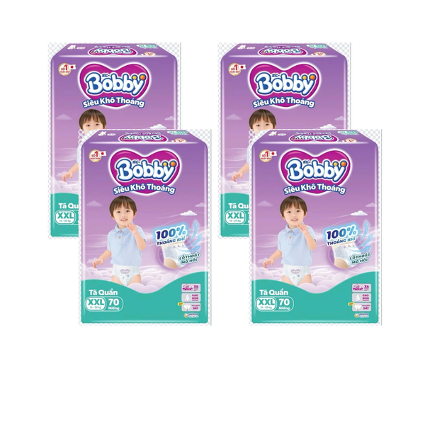 Combo 4 gói Tã Quần Bobby ultra+ XXL-70 (15 - 25 kg)