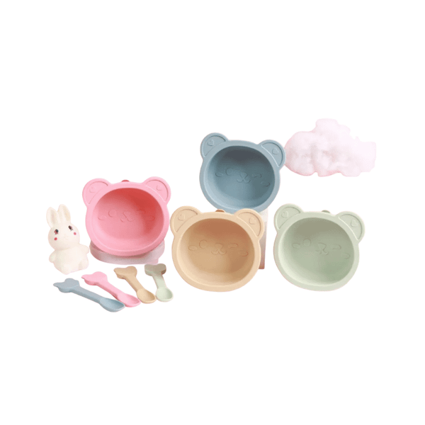 Bát gấu kèm thìa silicone Misan