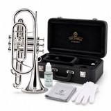  Kèn Cornet Victoria Mạ Bạc Ta 999 - Có Nút Chuyển Tone 
