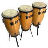  Bộ 3 Trống Conga Remo Crown Percussion 11 inch, 12 inch, 13 inch – Gỗ Sồi Siam Tự Nhiên, Mặt Da Fiberskyn 
