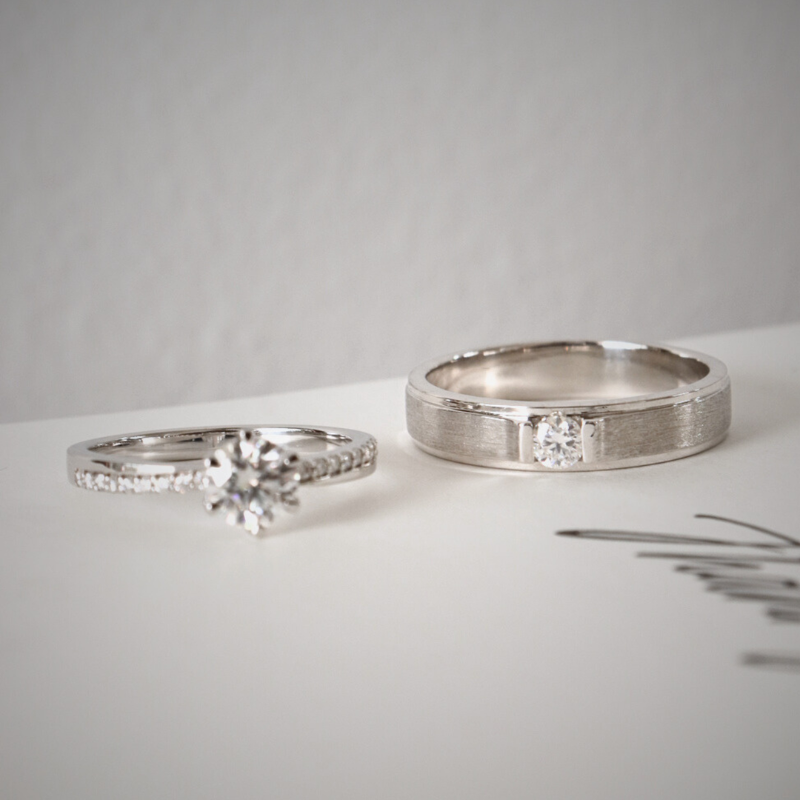  Alina Cặp nhẫn vàng trắng Moissanite CP-Alina-WG10 