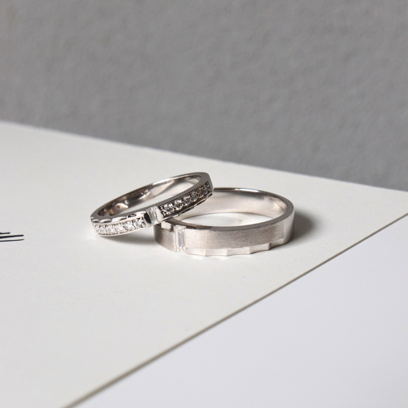  Athena Cặp nhẫn vàng trắng Moissanite CP-Athena-WG10 