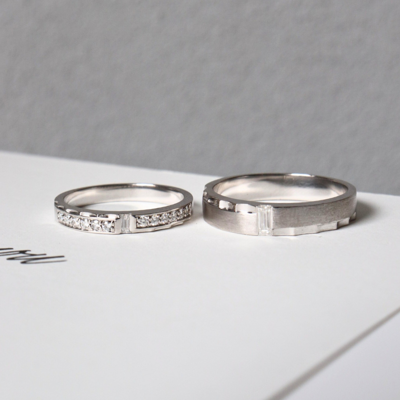  Athena Cặp nhẫn vàng trắng Moissanite CP-Athena-WG10 