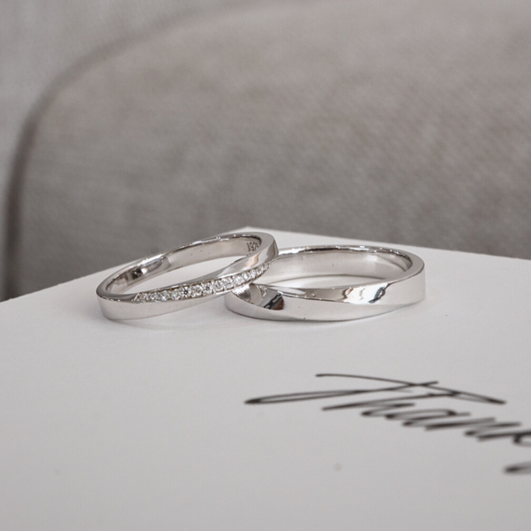 Celie Cặp nhẫn vàng trắng Moissanite CP-Celie-WG10