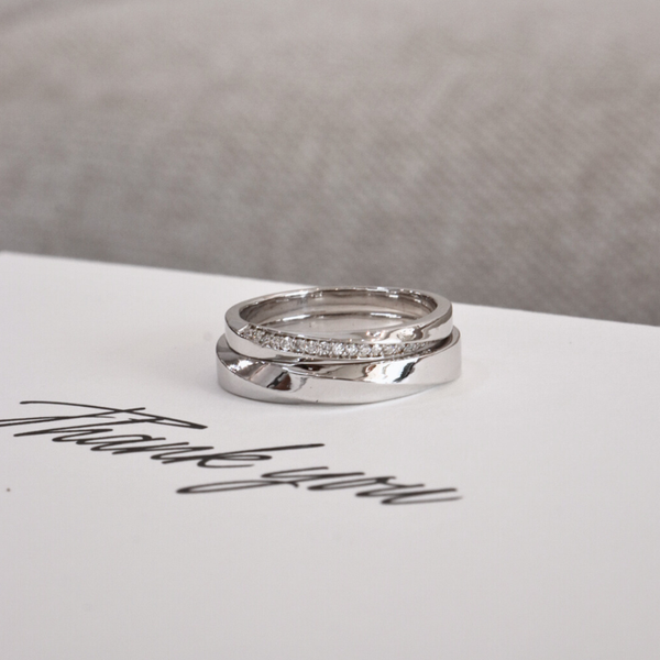 Celie Cặp nhẫn vàng trắng Moissanite CP-Celie-WG10