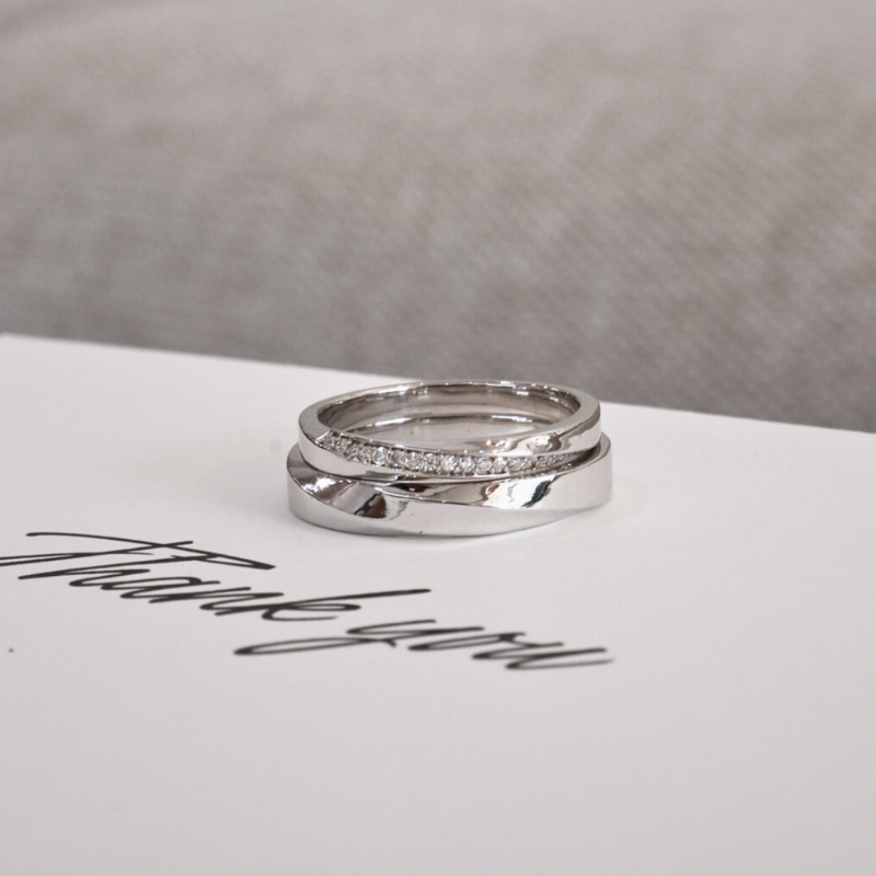  Celie Cặp nhẫn vàng trắng Moissanite CP-Celie-WG10 