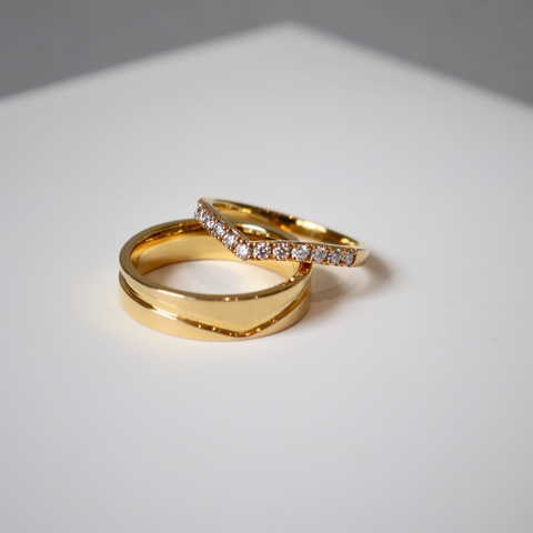 Claire Cặp nhẫn vàng vàng Moissanite CP-Claire-WG10