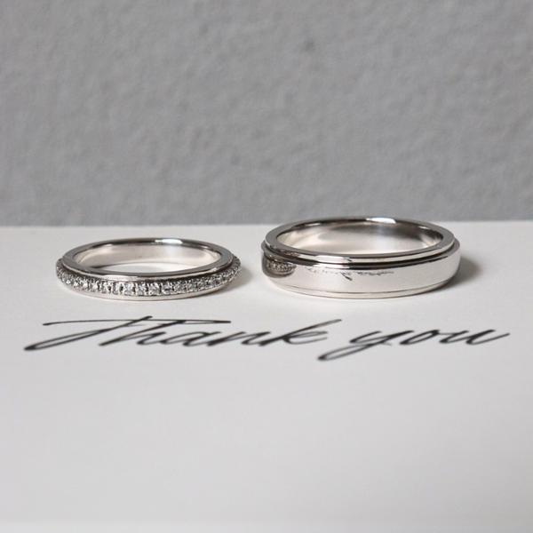 Nhẫn cưới đôi Eternity Moissanite phong cách tối giản hiện đại