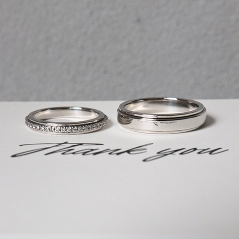 Eternity - Cặp nhẫn cưới xoay đá Moissanite — Bạch kim PT900