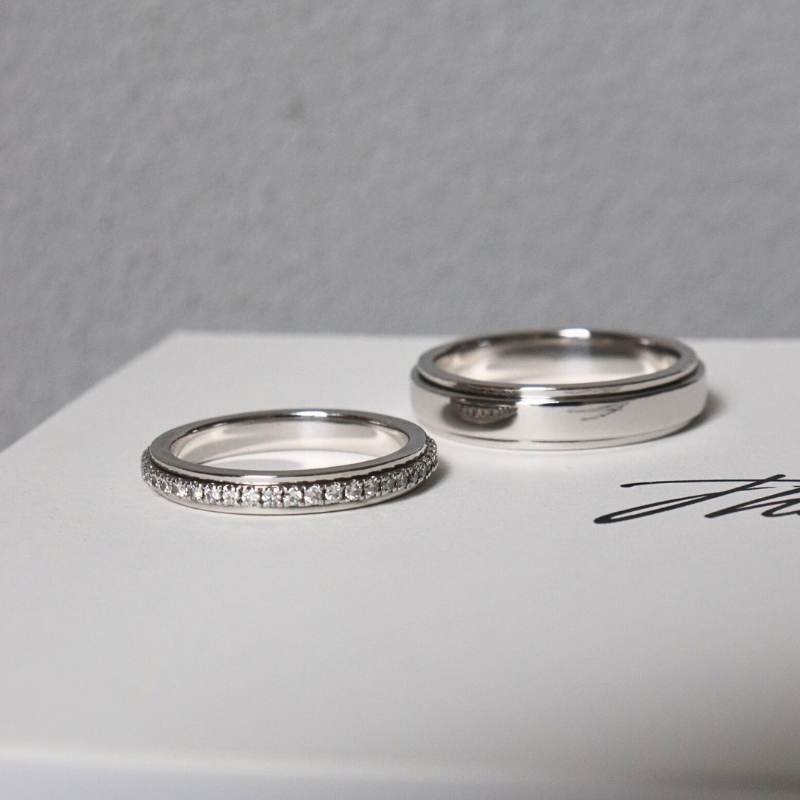  Eternity Cặp nhẫn xoay vàng trắng Moissanite CP-Eternity-WG10 