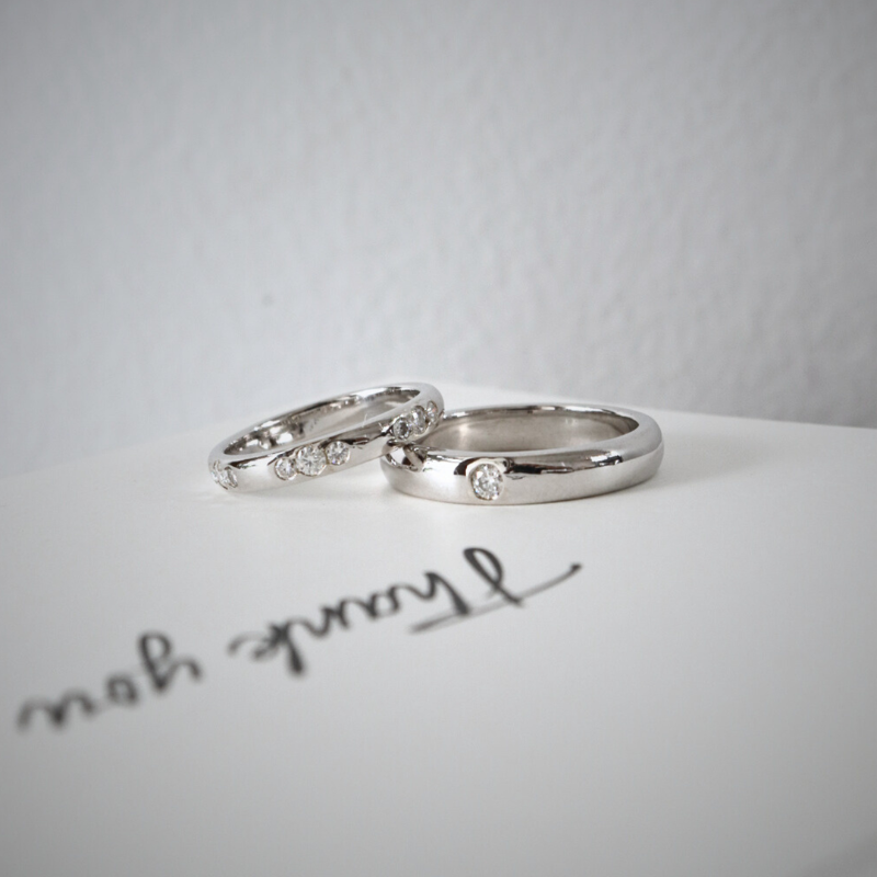  Grace Cặp nhẫn vàng trắng Moissanite CP-Grace-WG10 