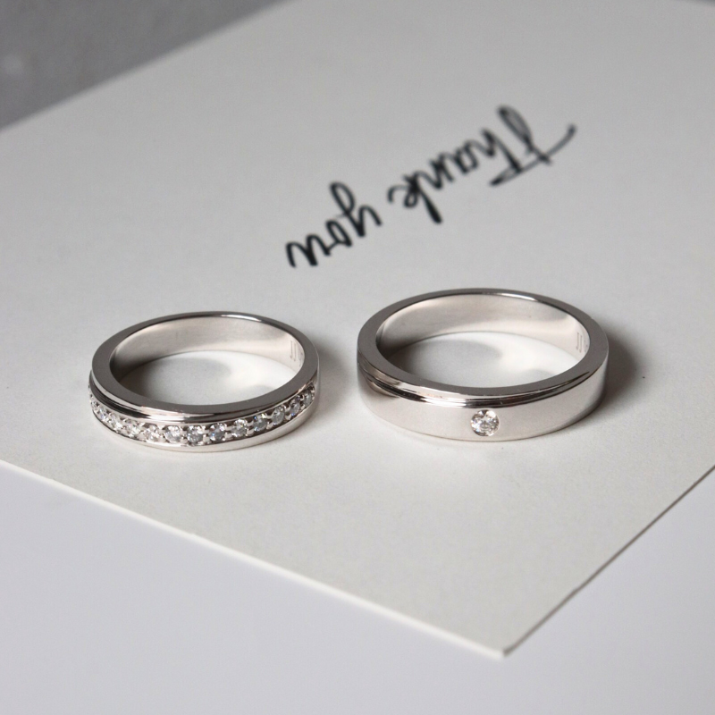  Harmy Cặp nhẫn vàng trắng Moissanite CP-Harmy-WG10 
