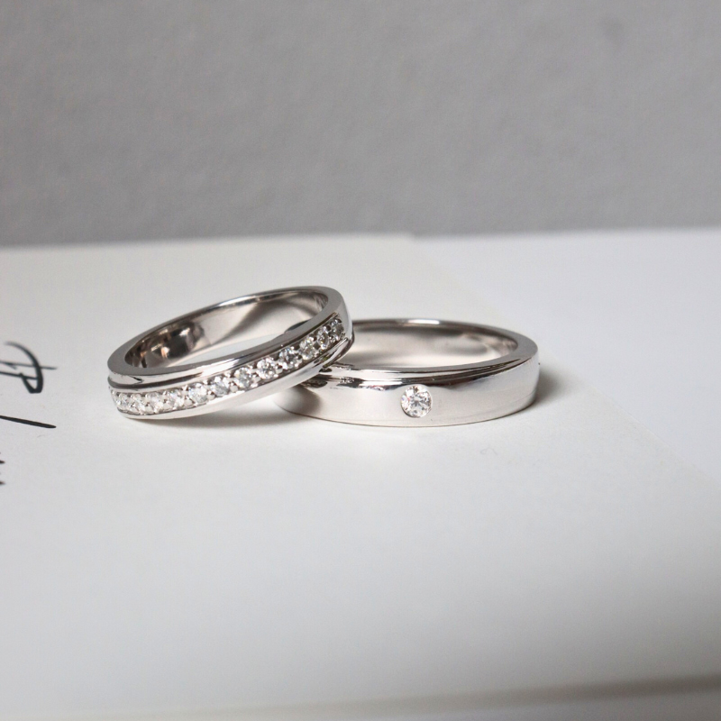  Harmy Cặp nhẫn vàng trắng Moissanite CP-Harmy-WG10 