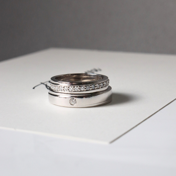  Harmy Cặp nhẫn vàng trắng Moissanite CP-Harmy-WG10 