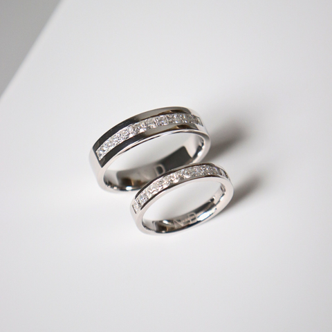 Helia - Cặp nhẫn cưới đá Moissanite