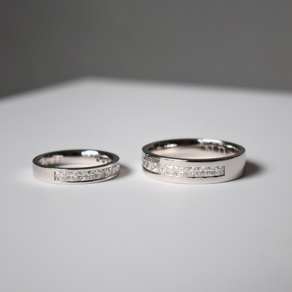  Helia Cặp nhẫn vàng trắng Moissanite CP-Helia-WG10 