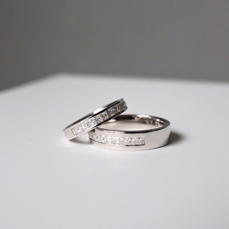  Helia Cặp nhẫn vàng trắng Moissanite CP-Helia-WG10 